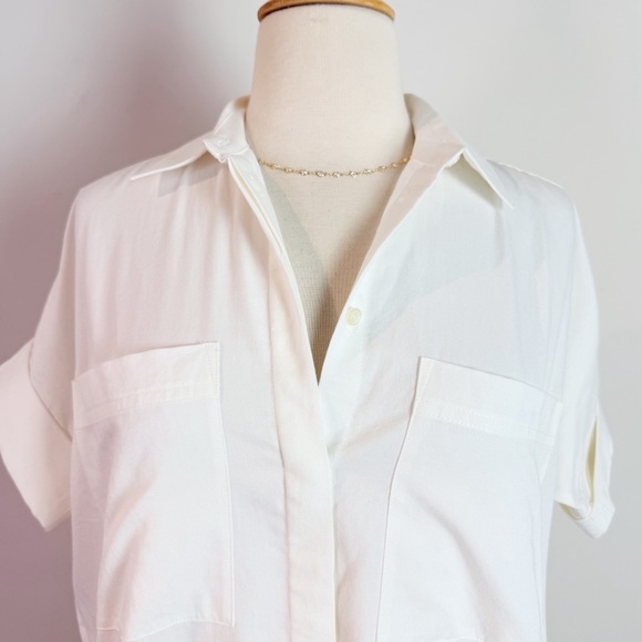 💋Madewell White Mini Courier Shirt Dress size XXS - Picture 8 of 14